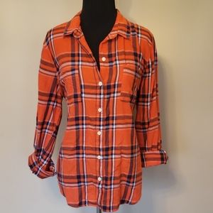 Red Plaid Button-Down sz L